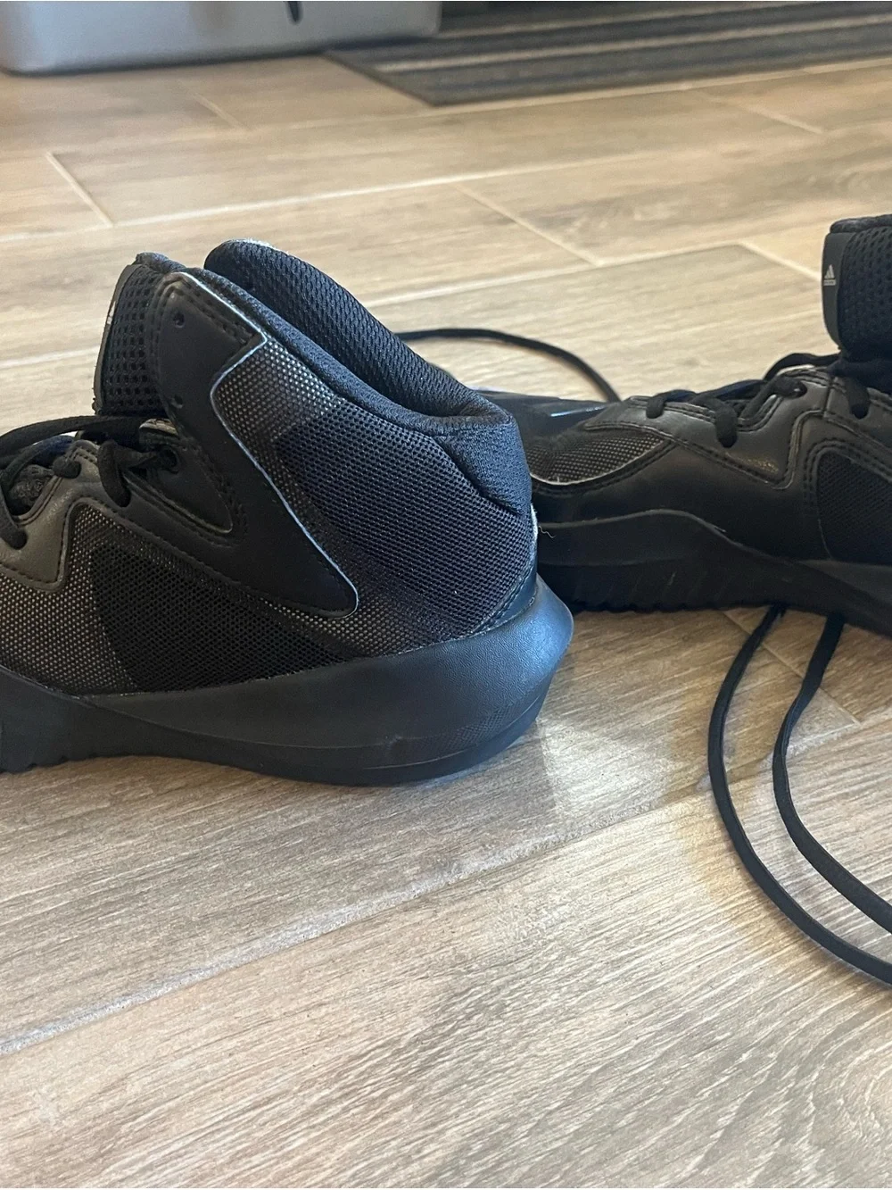 adidas Kids Black High-Top Sneakers with Subtle Teal Logo